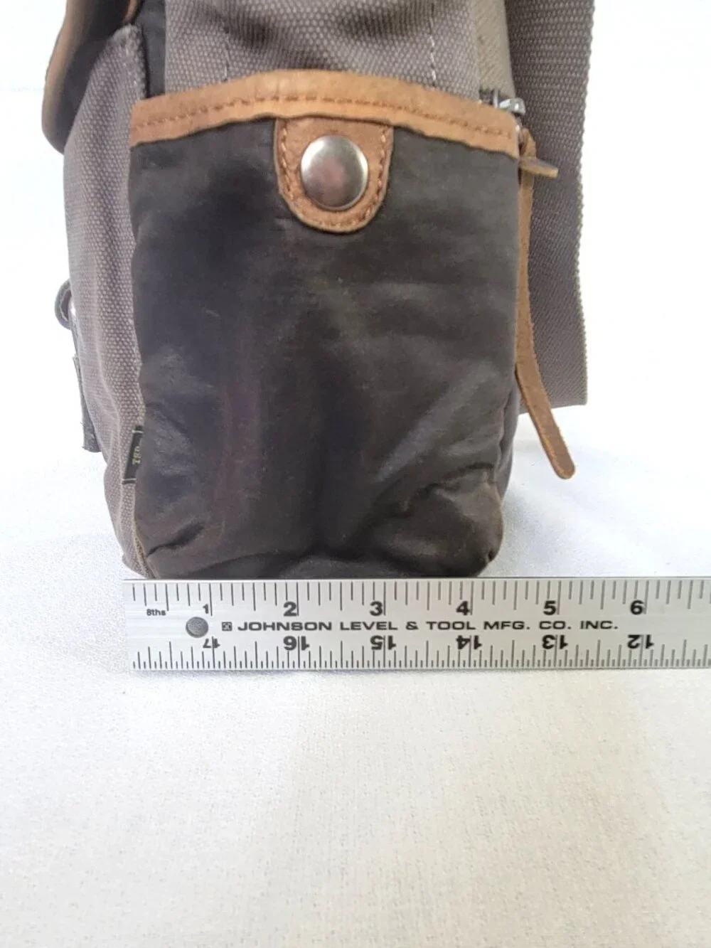 TSD Brand Earth & Style Canvas Leather Messenger Crossbody Bag Green Brown